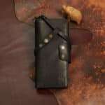 Timberwolf Rider – Bifold Vertical Long Wallet With Zip Black