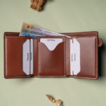Goyal Leather Imperium Fold – Premium Trifold Wallet with Strap Lock Brown - Image 4