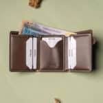 Goyal Leather Imperium Fold – Premium Trifold Wallet with Strap Lock Chocolate - Image 4