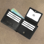 Executive Modern – Minimalist Black Leather Wallet with Secure Snap