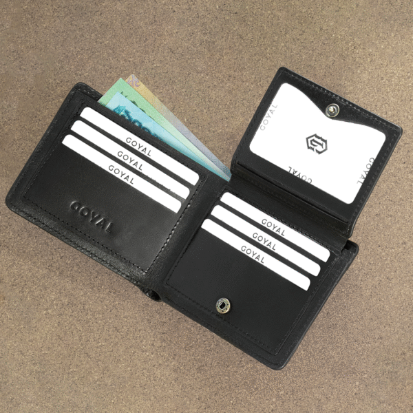 Executive Modern – Minimalist Black Leather Wallet with Secure Snap