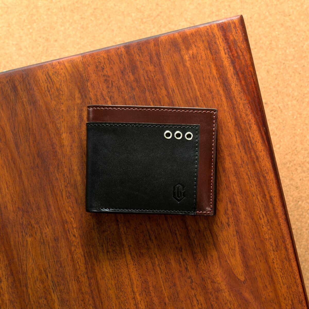 DualTone Modern – Leather Wallet with Zipper & ID Window Black - Image 1