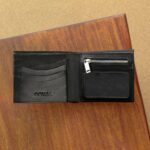 DualTone Modern – Leather Wallet with Zipper & ID Window Black - Image 5