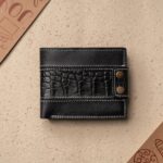 Swamp Alligator – Premium Leather Wallet with Snap Closure & Coin Pocket Black