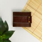 Swamp Alligator – Premium Leather Wallet with Snap Closure & Coin Pocket Dark Brown