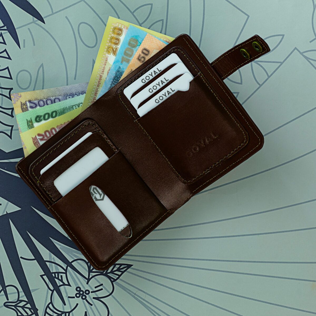 Contemporary Modern – Minimalist Leather Wallet with Snap Button (Card Holder Included) Chocolate - Image 2