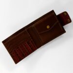 Swamp Alligator – Premium Leather Wallet with Snap Closure & Coin Pocket Dark Brown - Image 3